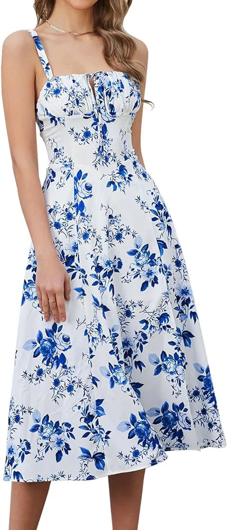 Lace-Up Slit Midi Dress