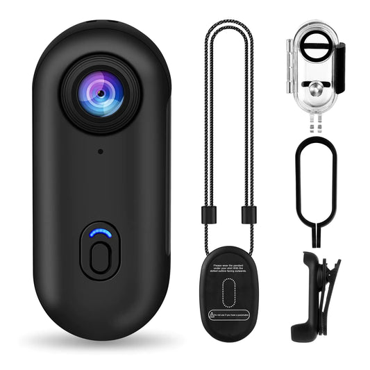 4K Action CameraTiny Size Mount AnywhereSmall Body Camera with Spring ClipPortable Vlogging CameraHands-Free POV RecordingHelmet Camera for CyclingMotorcycle (with 128G-Card Black)