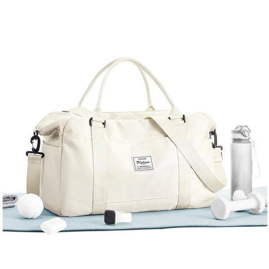 Duffle Bag Women Travel Bag Weekender Bags with Laptop Compartment and Wet Pocket Overnight Bag Womens Mens Traveling Carry On Bag Luggage Gym Bag Hospital Bags for Labor and Delivery Beige