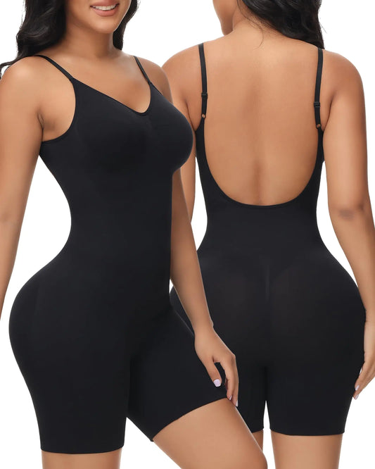 Figninget Shapewear Tummy Control Shapewear Bodysuit Backless Shapewear For Women V-Neck Seamless Sculpt Body Shaper