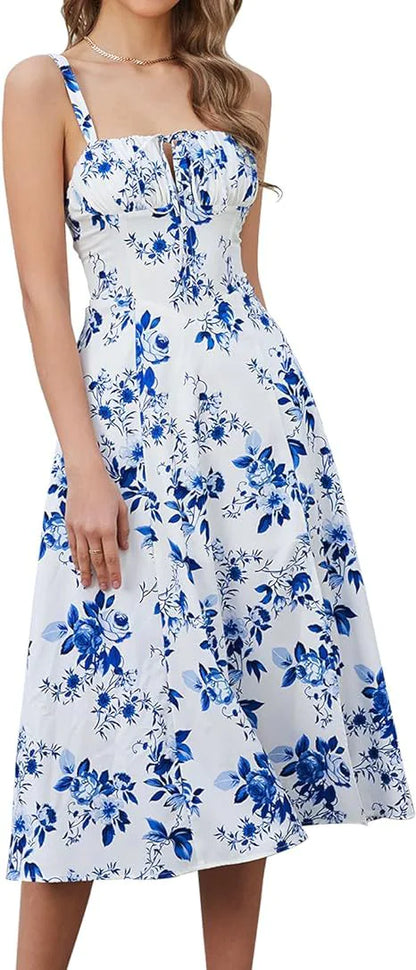 Lace-Up Slit Midi Dress