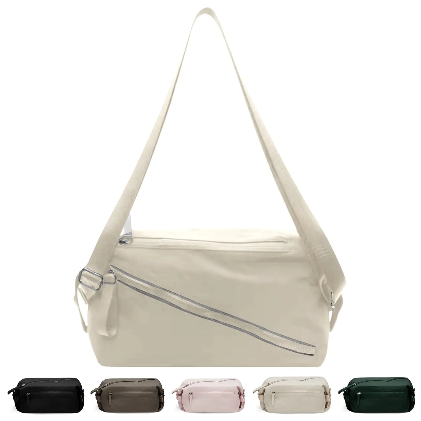 Small Gym Bag Stylish Compact Sports Bag Mini Duffle Bag Nylon Crossbody Bags for Women Men Weekender Bags Suitable For Gym Work Fitness Yoga Travel 3 in 1 Sling Bags (White)